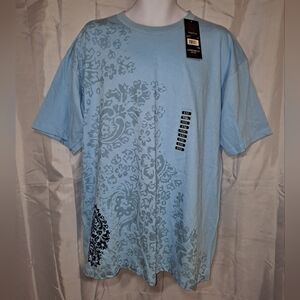Perry Ellis Fallen Breeze Sky Blue Floral Graphic Tee Big Men's XXL "NWT"